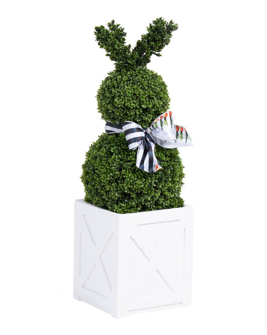 41" Faux Boxwood Bunny Decor in Pot