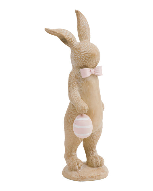 15" Resin Rabbit With Bowtie And Egg