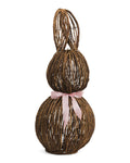 35" Rattan Bunny With Bow Decor