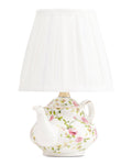 12.5" Ceramic Floral Teapot Table Lamp
